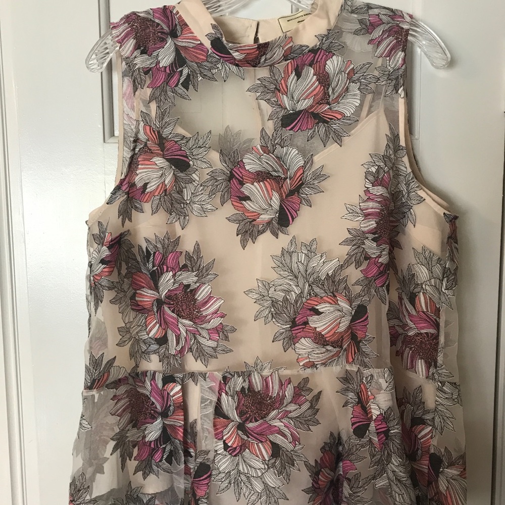 Anthropologie Nude Floral Peplum Top